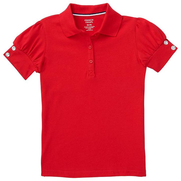 Girls 4-20 & Plus Size French Toast Rhinestone Button School Uniform Polo Shirt, Girl's, Size: 6-6x, Red