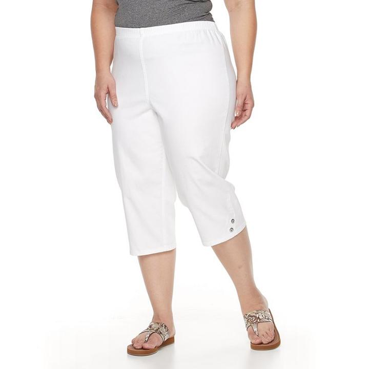 Plus Size Croft & Barrow&reg; Embellished Pull-on Capris, Women's, Size: 3 - Regular, White