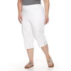 Plus Size Croft & Barrow&reg; Embellished Pull-on Capris, Women's, Size: 3 - Regular, White