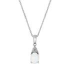 Sterling Silver Lab-created Opal & Diamond Accent Oval Pendant, Women's, White