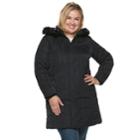 Plus Size Weathercast Hooded Heavyweight Puffer Jacket, Women's, Size: 1xl, Black