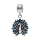 Individuality Beads Crystal Sterling Silver Peacock Charm, Women's, Blue