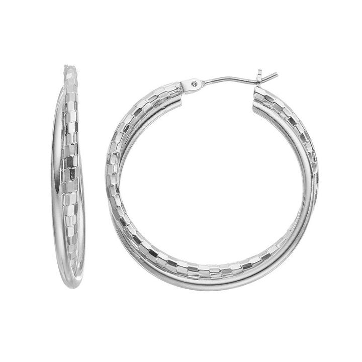 Apt. 9&reg; Textured Double Hoop Earrings, Women's, Lt Green