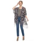 Women's Manhattan Bordered Flower And Leaves Ruana, Lt Purple