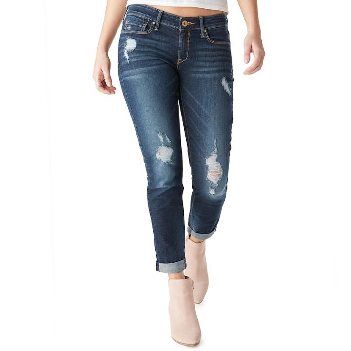 Juniors' Denizen From Levi's Ripped Boyfriend Jeans, Women's, Size: 15, Dark Blue