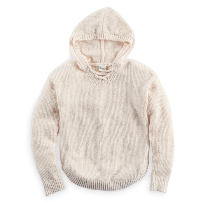 Girls 7-16 Size Mudd&reg; Lace-up Chenille Sweater Hoodie, Size: 7-8, White