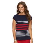Women's Chaps Striped Boatneck Sweater, Size: Xl, Blue (navy)