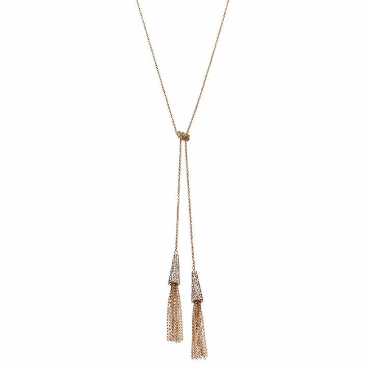 Jennifer Lopez Knotted Double Tassel Y Necklace, Women's, Gold