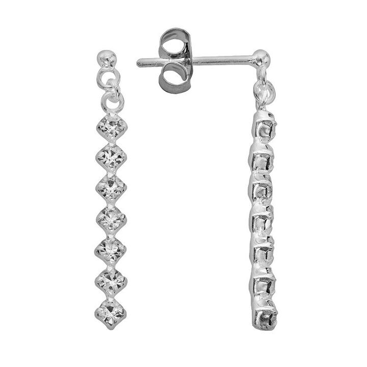Sterling Silver Crystal Stick Drop Earrings, Women's, White