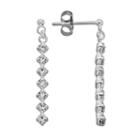 Sterling Silver Crystal Stick Drop Earrings, Women's, White