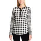 Women's Chaps Print Henley Shirt, Size: Small, Natural