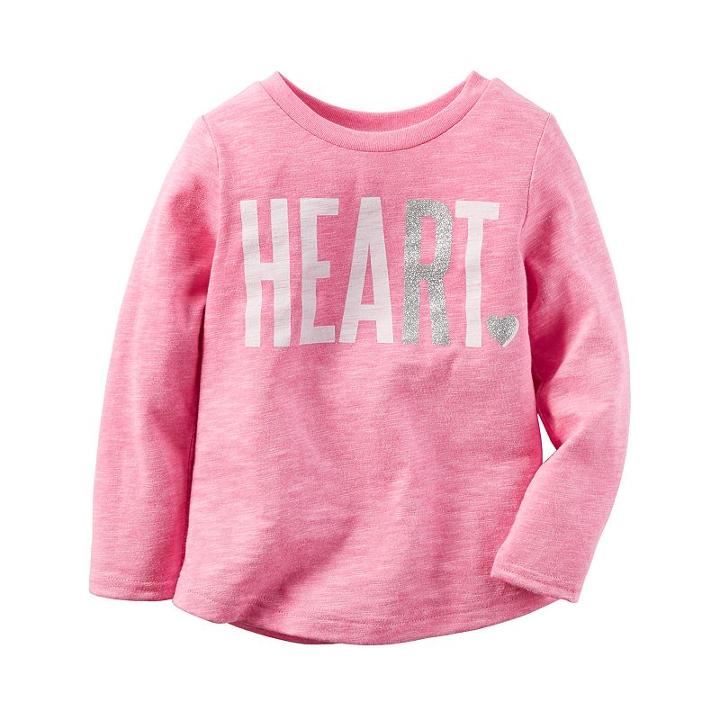 Girls 4-8 Carter's Heart Slubbed Tee, Girl's, Size: 4, Pink