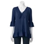 Women's French Laundry Lace-up Ruffle Top, Size: Small, Blue Other