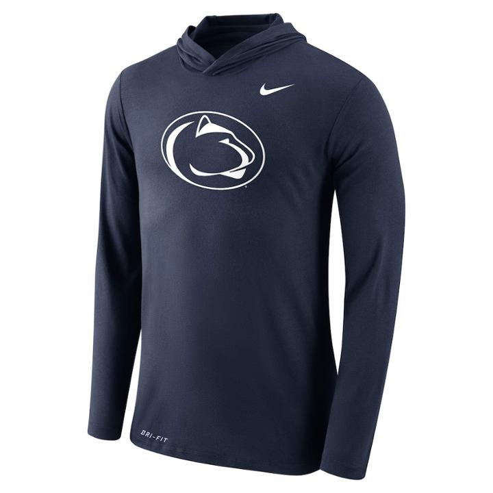 Men's Nike Penn State Nittany Lions Dri-fit Hooded Tee, Size: Large, Blue (navy)