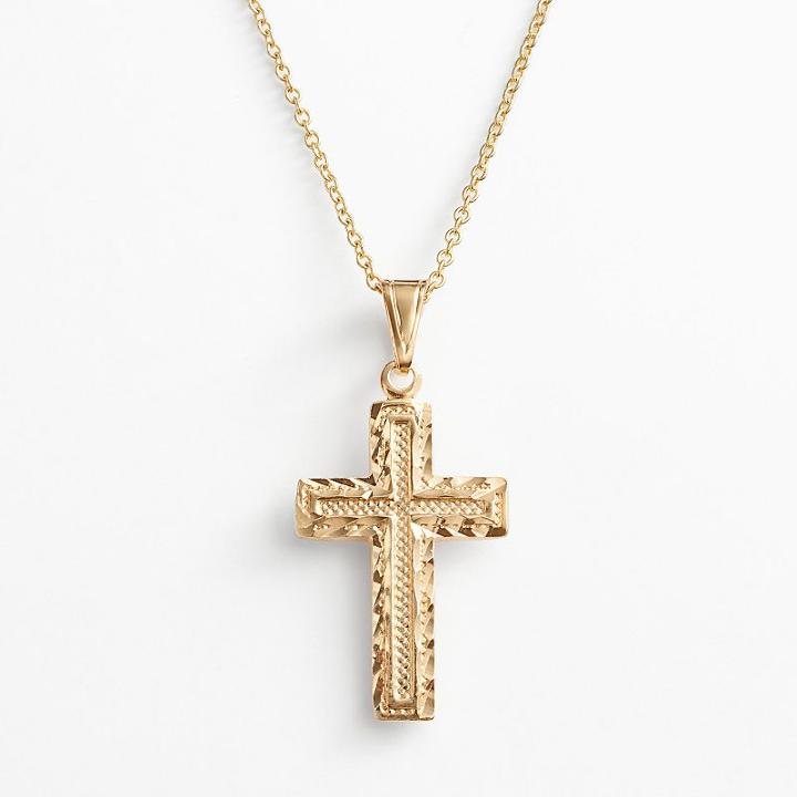 14k Gold Over Silver Plate Cross Pendant, Women's, Size: 18, Yellow