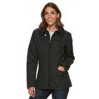 Women's Weathercast Zip-front Quilted Jacket, Size: Xl, Black