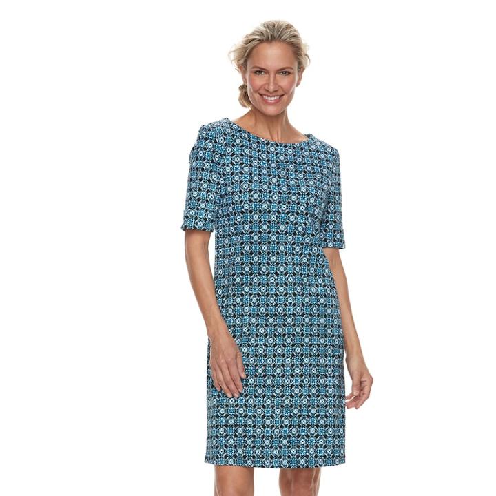 Women's Croft & Barrow&reg; Print Shift Dress, Size: Large, Black