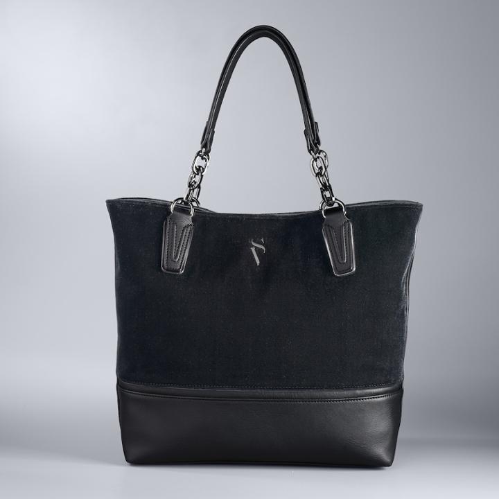 Simply Vera Vera Wang Catherine Velvet Tote, Women's, Black