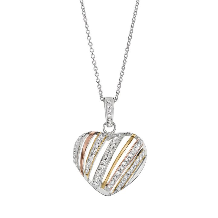Crystal 14k Gold Over Silver-plated Heart Pendant Necklace, Women's, Size: 18, White