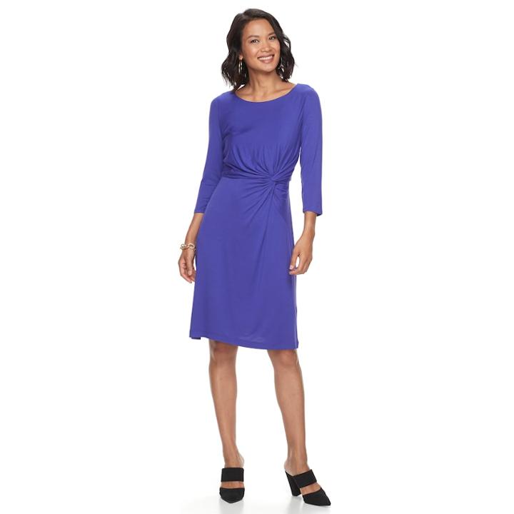 Women's Dana Buchman Printed Knot-front Dress, Size: Medium, Med Purple
