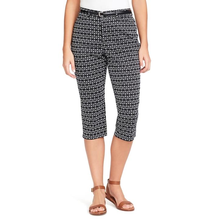 Women's Gloria Vanderbilt Anita Twill Belted Capris, Size: 12, Blue