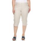 Plus Size Gloria Vanderbilt Alicia Embroidered Capris, Women's, Size: 16 W, Lt Beige