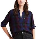 Women's Levi's&reg; Ultimate Plaid Boyfriend Shirt, Size: Medium, Med Blue