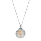 Timeless Sterling Silver 1/10 Carat T.w. Diamond Family Tree Disc Pendant Necklace, Women's, White