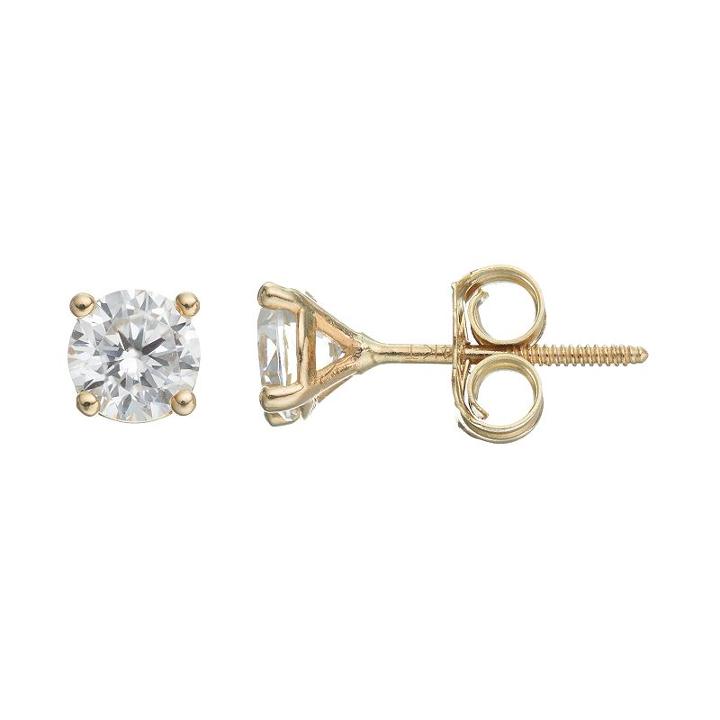 Kids' Cubic Zirconia 14k Gold Stud Earrings, Girl's, White