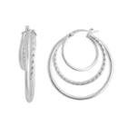 Silver Classics Sterling Silver Textured Triple Hoop Earrings, Women's, Grey