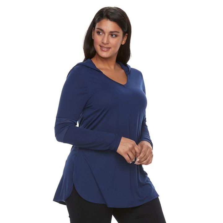 Plus Size French Laundry Mesh Hoodie, Women's, Size: 1xl, Blue