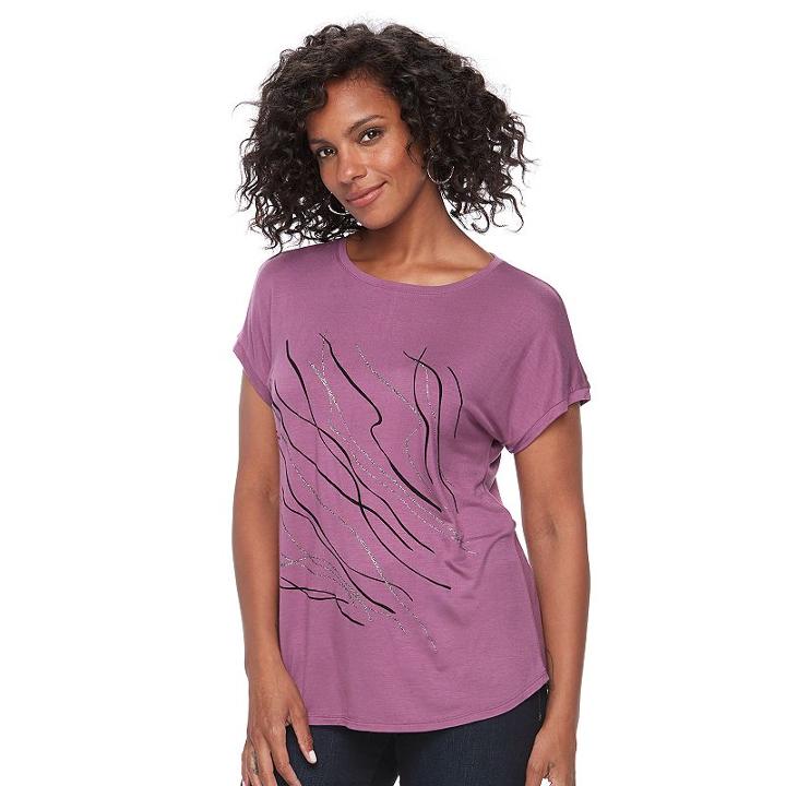 Women's Apt. 9&reg; Embellished Crewneck Tee, Size: Xxl, Med Purple