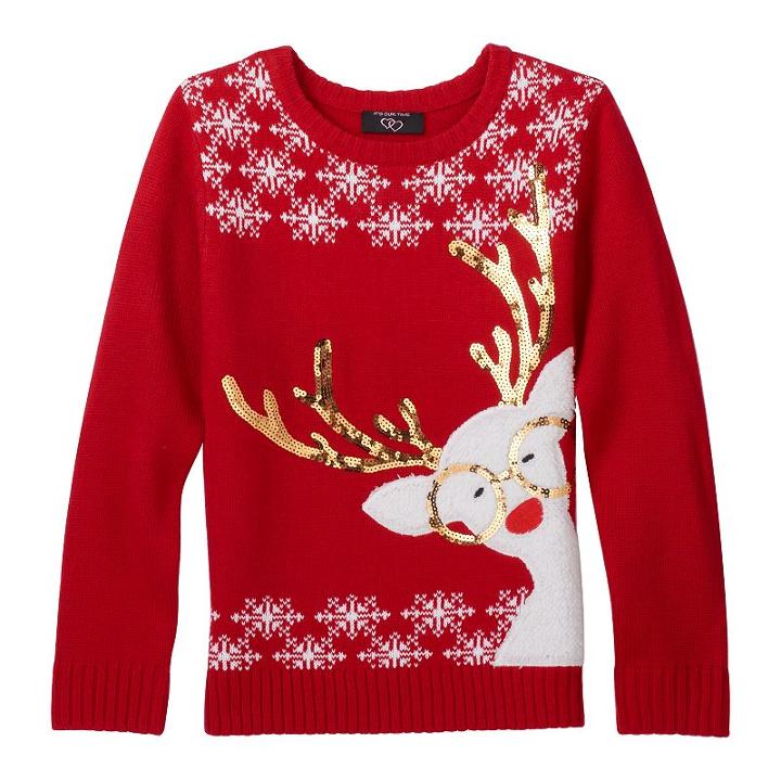 Girls 7-16 & Plus Size It's Our Time Applique Graphic Ugly Christmas Sweater, Girl's, Size: Xxl Plus, Red Other