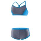 Girls 7-16 Speedo Heather Splice Boyshort Bikini Swimsuit Set, Size: 8, Dark Grey