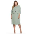 Plus Size Maya Brooke Solid Embellished Sheath Dress & Jacket Set, Women's, Size: 22 W, Green Oth