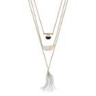 Two Tone Layered Geometric Tassel Necklace, Women's, Gold