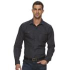 Men's Marc Anthony Slim-fit Military Stretch Button-down Shirt, Size: Medium, Black