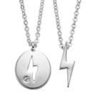 Side By Side Lightning Bolt Pendant Necklace Set, Women's, White