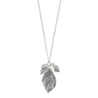 Mudd&reg; Beaded & Textured Leaf Charm Necklace, Women's, Silver