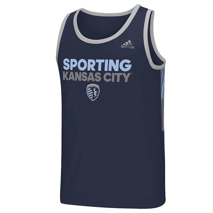 Men's Adidas Sporting Kansas City Finish Fan Wear Tank Top, Size: Xxl, Blue Other