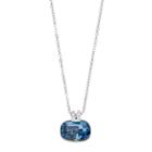Brilliance Silver Tone Cushion Pendant Necklace With Swarovski Crystals, Women's, Blue