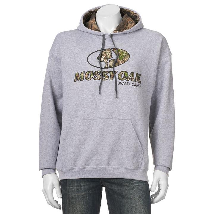 Men's Mossy Oak Camo Logo Lined Hoodie, Size: Medium, Grey
