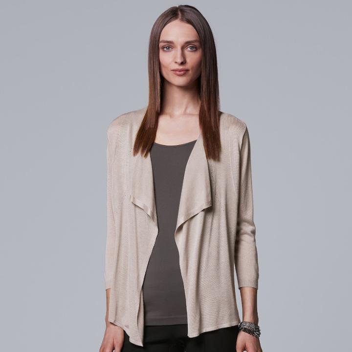 Women's Simply Vera Vera Wang Draped Open Front Cardigan, Size: Medium, Silver