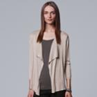 Women's Simply Vera Vera Wang Draped Open Front Cardigan, Size: Medium, Silver