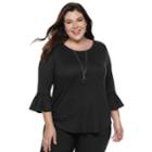 Plus Size Apt. 9&reg; Bell Sleeve Top, Women's, Size: 2xl, Black