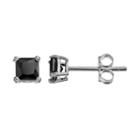 Journee Collection Sterling Silver Cubic Zirconia Square Stud Earrings, Women's, Black