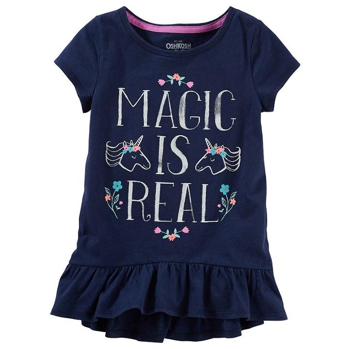 Girls 4-12 Oshkosh B'gosh&reg; Graphic Tunic, Size: 5, Med Blue