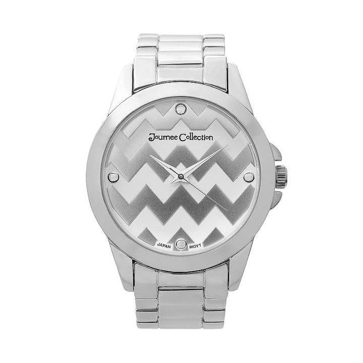 Journee Collection Women's Chevron Stainless Steel Watch, Grey