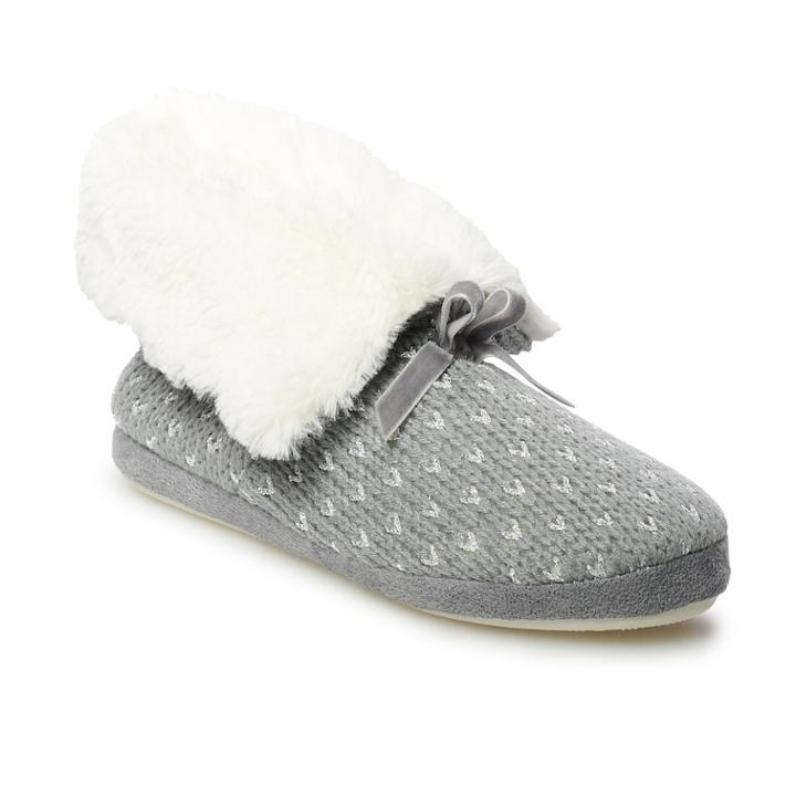 Women's Lc Lauren Conrad Cozy Faux Fur Birdseye Bootie Slippers, Size: Small, Grey