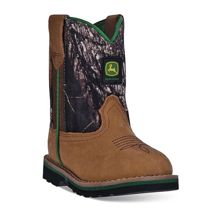 John Deere Toddler Mossy Oak Boots, Kids Unisex, Size: 8 T, Brown